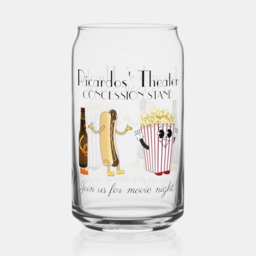 Movie Theater Concession Stand Hotdog Popcorn  Can Glass