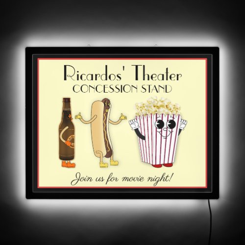Movie Theater Concession Stand Hotdog Popcorn con LED Sign