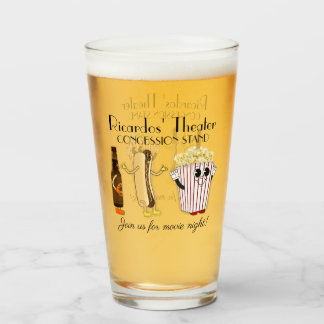 Movie Theater Concession Stand Hotdog Popcorn Pint Glass