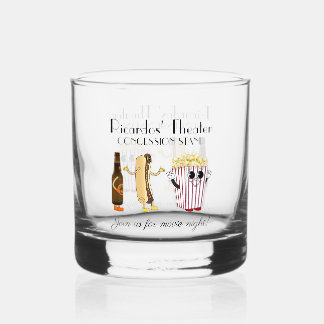Movie Theater Concession Stand Hotdog Popcorn Rock Whiskey Glass