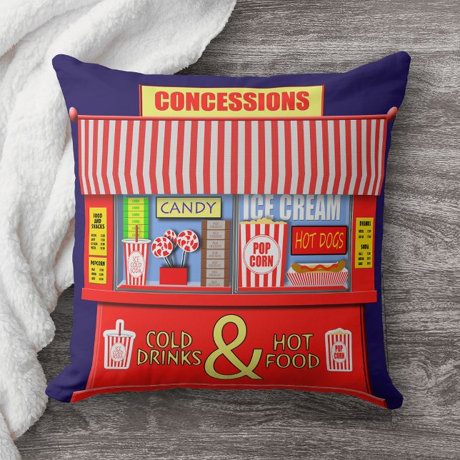 Movie Theater Concessions Stand Throw Pillow (Creator Uploaded)