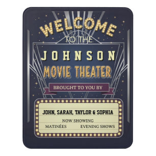 Movie Theater Custom Name Home Cinema Broadway Door Sign
