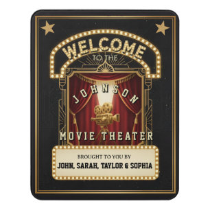 Movie Theater Custom Name Home Cinema Classic Red Door Sign