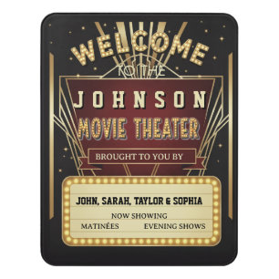 Movie Theater Custom Name Home Cinema Hollywood Door Sign