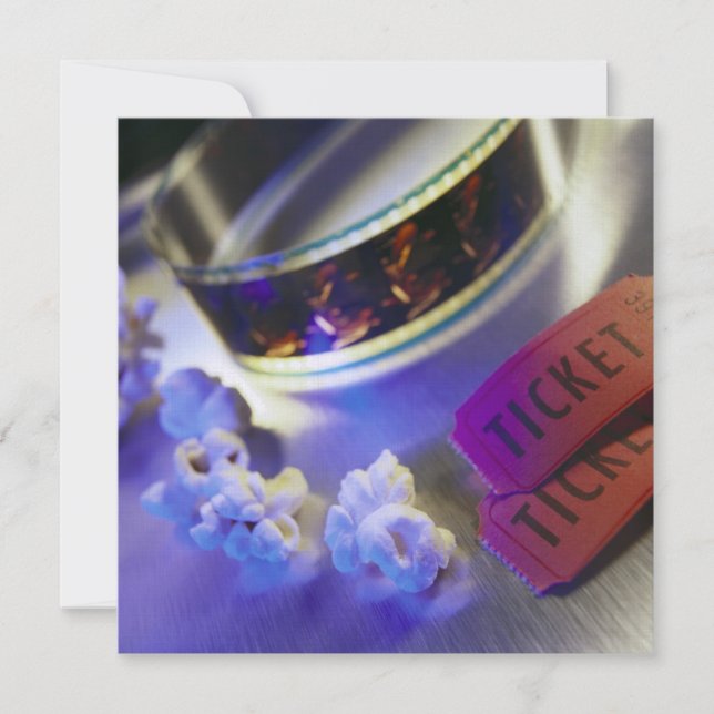 Movie Theater Film, Popcorn & Tickets Invitation (Front)