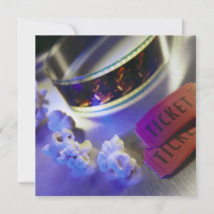 Movie Theater Film, Popcorn & Tickets Invitation