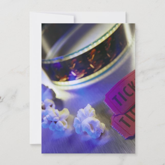 Movie Theater Film, Popcorn & Tickets Invitation (Front)