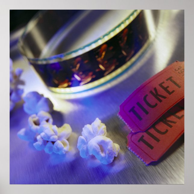 Movie Theater Film, Popcorn & Tickets Poster (Front)