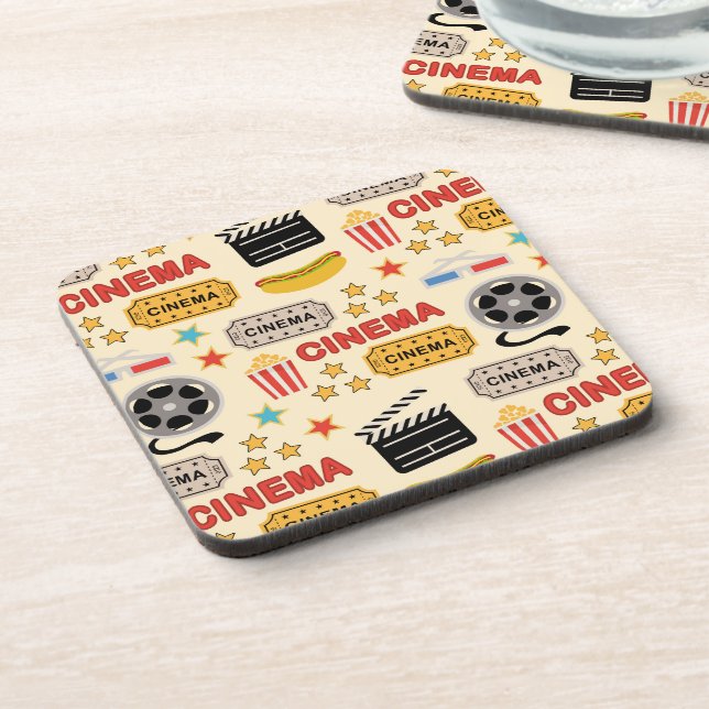 Movie Theater Fun Pattern Beverage Coaster (Left Side)