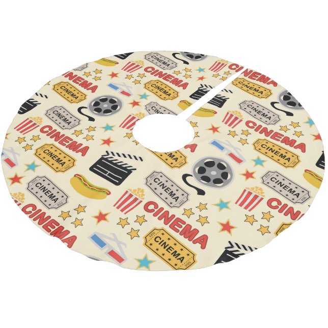 Movie Theater Fun Pattern Brushed Polyester Tree Skirt (Angled)