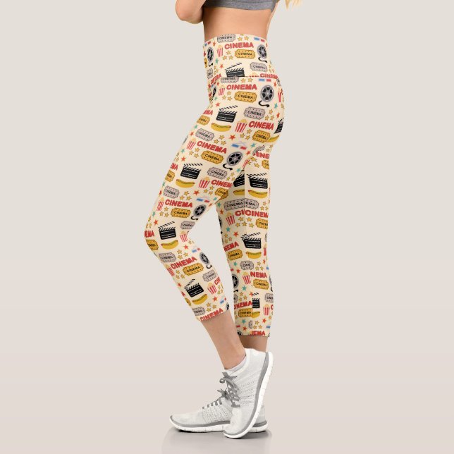 Movie Theater Fun Pattern Capri Leggings (Left)