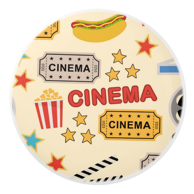 Movie Theater Fun Pattern Ceramic Knob (Front)