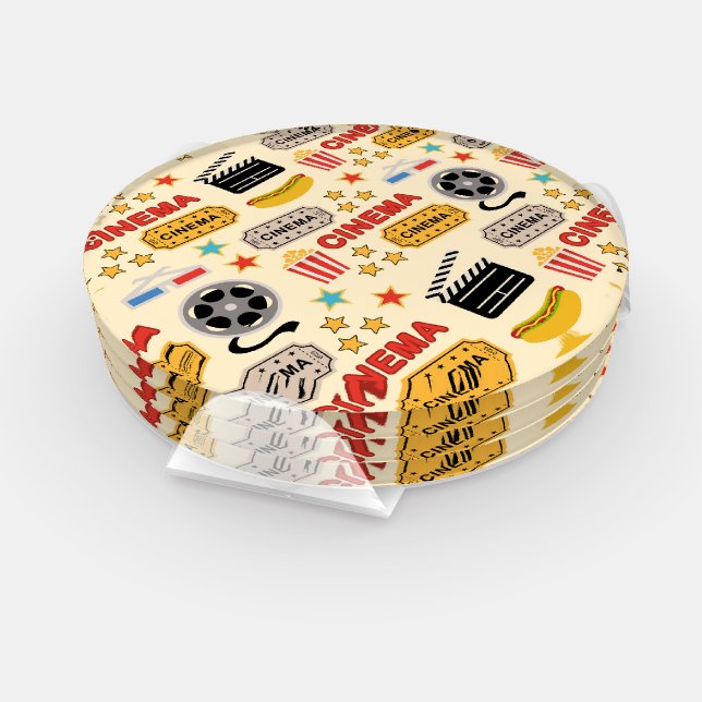 Movie Theater Fun Pattern Coaster Set (Set)