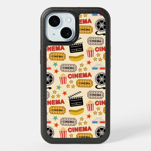 Movie Theater Fun Pattern iPhone 15 Case (Back)