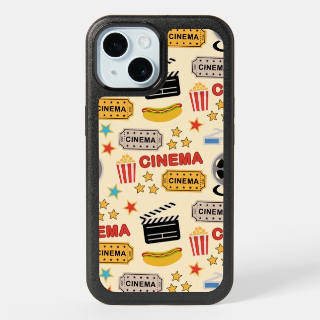 Movie Theater Fun Pattern iPhone 15 Case (Back)