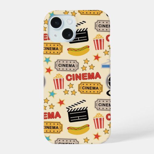 Movie Theater Fun Pattern iPhone 15 Case