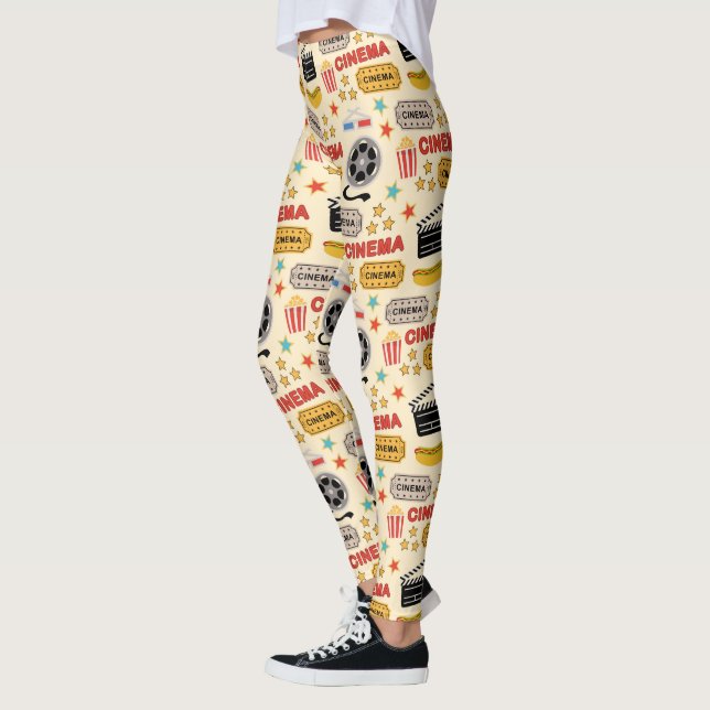 Movie Theater Fun Pattern Leggings (Left)