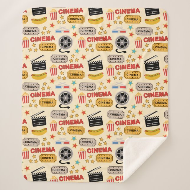 Movie Theater Fun Pattern Sherpa Blanket (Front)