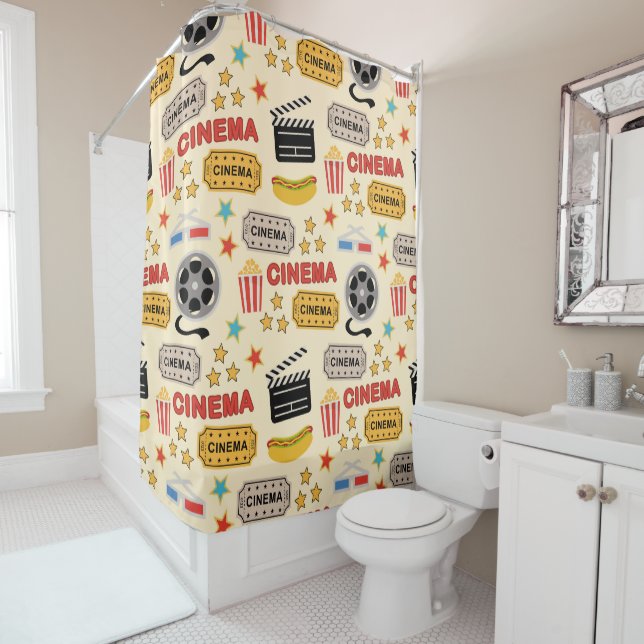 Movie Theater Fun Pattern Shower Curtain (In Situ)