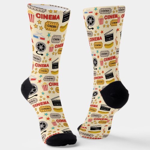 Movie Theater Fun Pattern Socks