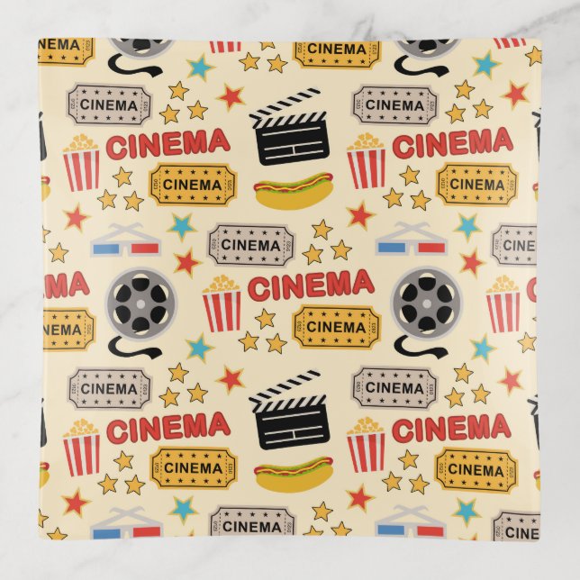Movie Theater Fun Pattern Trinket Tray (Front)