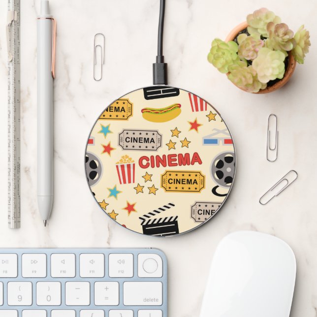 Movie Theater Fun Pattern Wireless Charger (Desk)