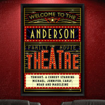 Movie Theater Marquee Home Cinema | Name 24 x 36 Poster