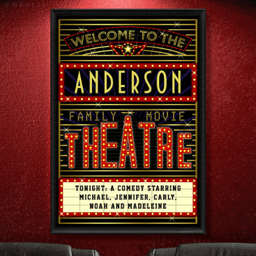 Movie Theater Marquee Home Cinema | Name 24 x 36 Poster