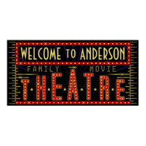 Movie Theater Marquee Home Cinema Name Horizontal Poster