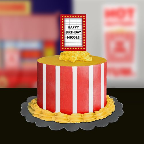 Movie Theater Marquee Sign Happy Birthday Cake Topper