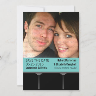 Movie Theater Photo Save the Date Invite, Aqua