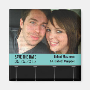 Movie Theater Photo Save the Date Magnet, Aqua Magnet