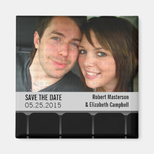 Movie Theater Photo Save the Date Magnet, Gray Magnet