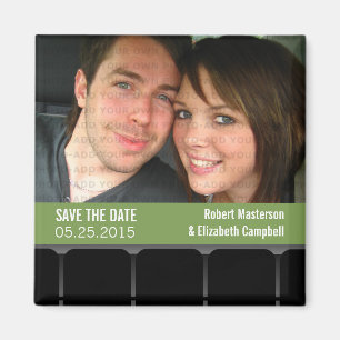 Movie Theater Photo Save the Date Magnet, Green Magnet