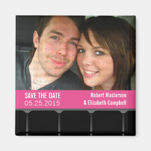 Movie Theater Photo Save the Date Magnet, Magenta Magnet