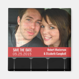 Movie Theater Photo Save the Date Magnet, Red Magnet