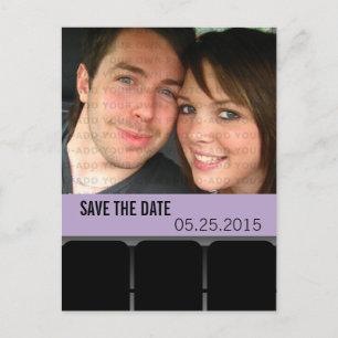 Movie Theater Photo Save the Date Postcard, Lilac Announcement Postcard