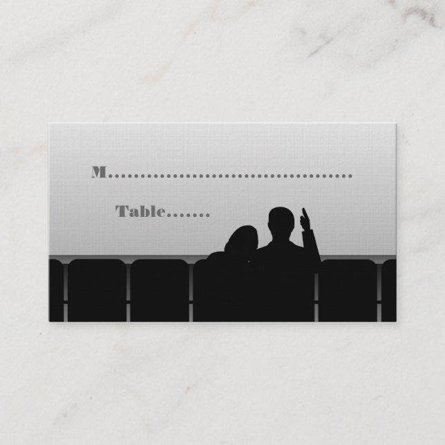 Movie Theater Place Cards, Gray Card (Front)