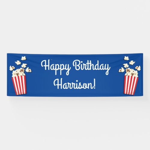 Movie Theater Popcorn Birthday Party Banner