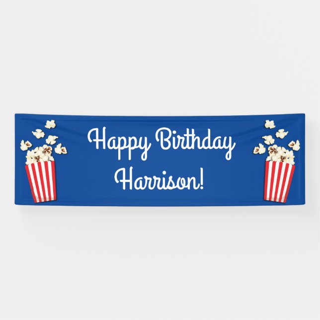 Movie Theater Popcorn Birthday Party Banner (Horizontal)