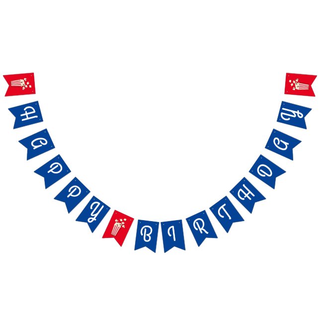 Movie Theater Popcorn Birthday Party Bunting Flags (All)