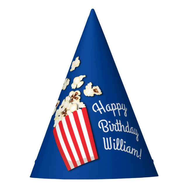 Movie Theater Popcorn Birthday Party Hat (Front)