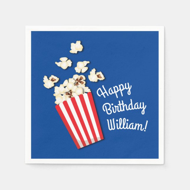 Movie Theater Popcorn Birthday Party Napkins (Front)