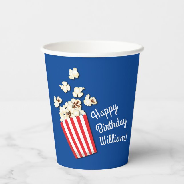 Movie Theater Popcorn Birthday Party Paper Cups (Back)
