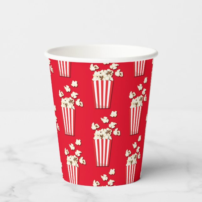 Movie Theater Popcorn Birthday Party Paper Cups (Back)