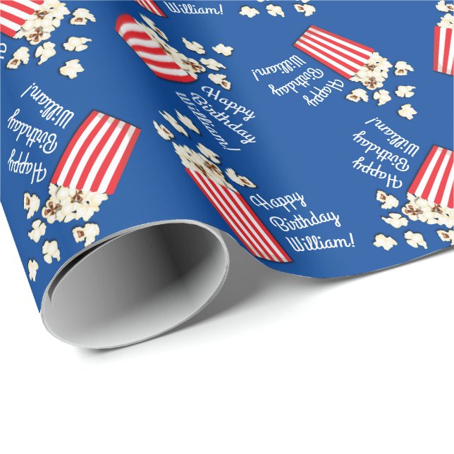 Movie Theater Popcorn Birthday Party Wrapping Paper (Roll Corner)