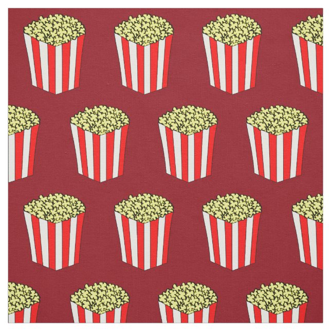 Movie Theater Popcorn Box Pattern Red Fabric (Swatch)