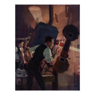 Movie Theater Projectionist, Vintage Business Poster