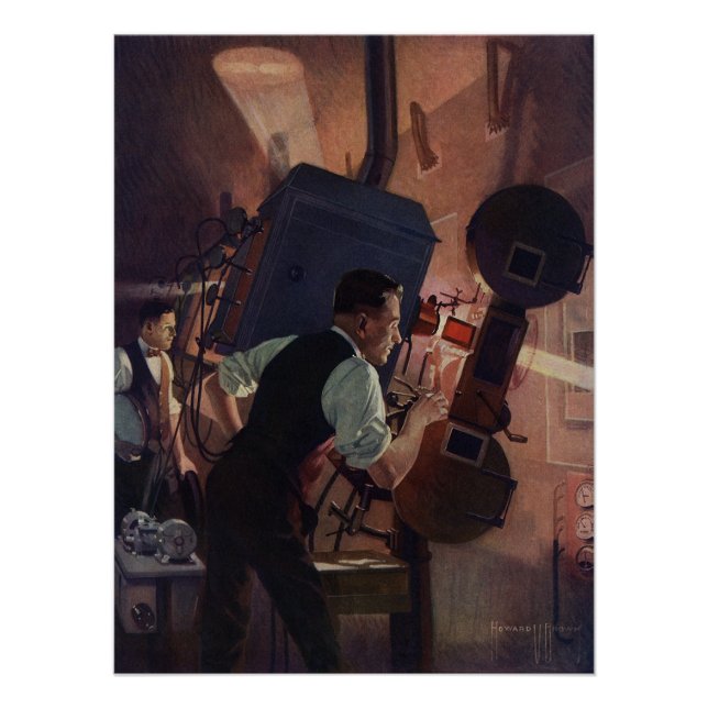 Movie Theater Projectionist, Vintage Business Poster (Front)