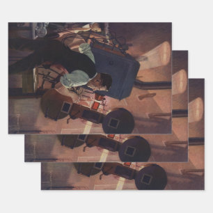 Movie Theater Projectionist, Vintage Business Wrapping Paper Sheets